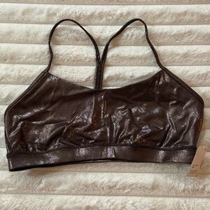 Chocolate Brown SHIMMER LULULEMON FLOW Y BRALETTE in size 12.